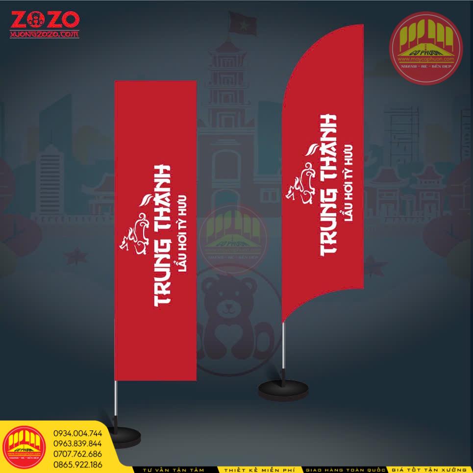 Cờ phướn giá rẻ 1 Yếu Tố Cần Lưu Ý Khi Chọn Chất Liệu Cờ Phướn Chữ Nhật Thân Sắt Đế Bê Tông Cửa Hàng Thức Ăn Nhanh Hamburger.