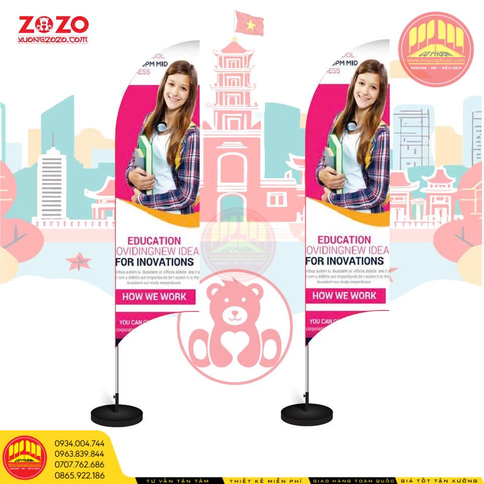 Cờ phướn chữ nhật quảng cáo trường học 1 Thiết Kế Theo Yêu Cầu.