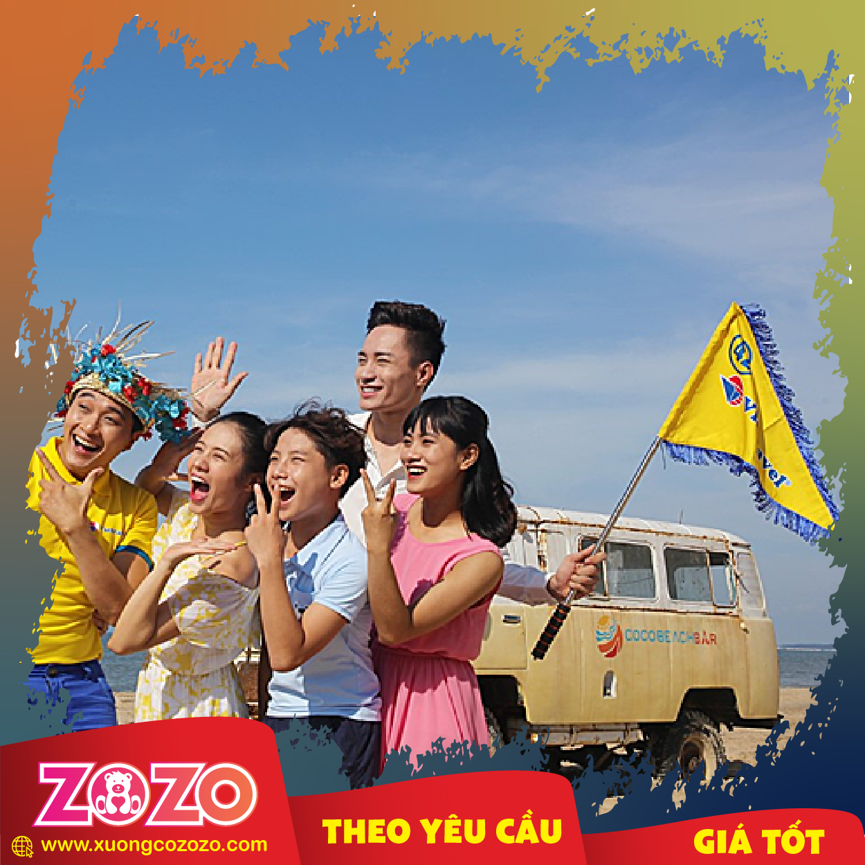 Cờ du lịch in theo yêu cầu giá rẻ 1 Co dan tour 05