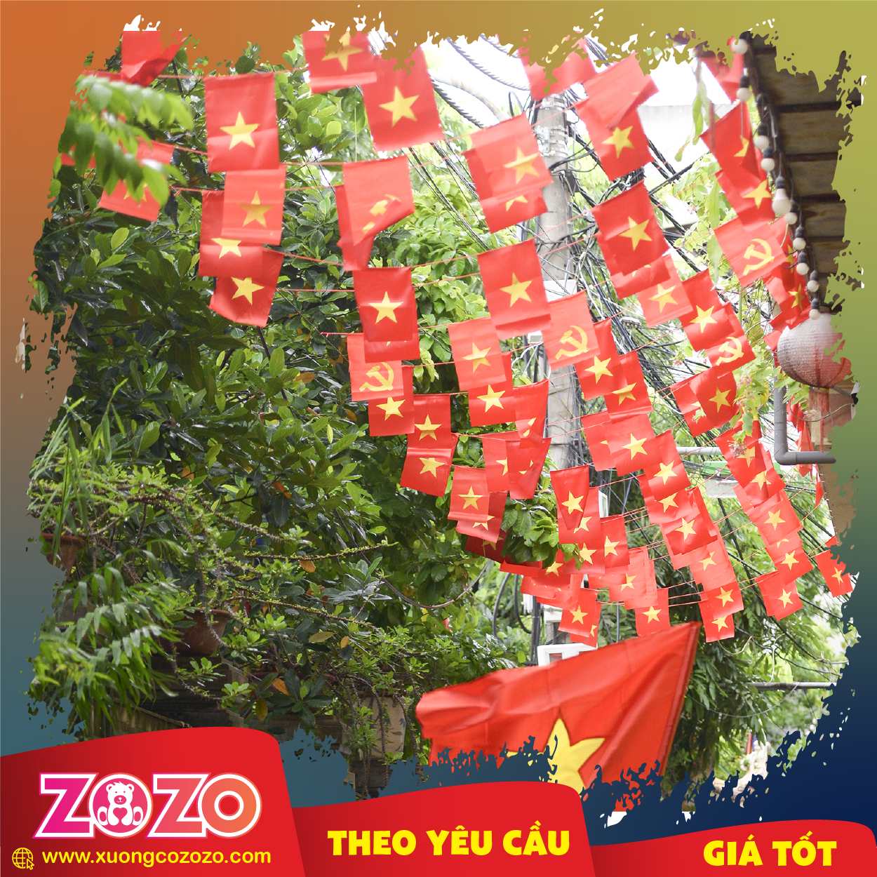 Cờ dây chữ nhật may sẵn 1 Co day 04