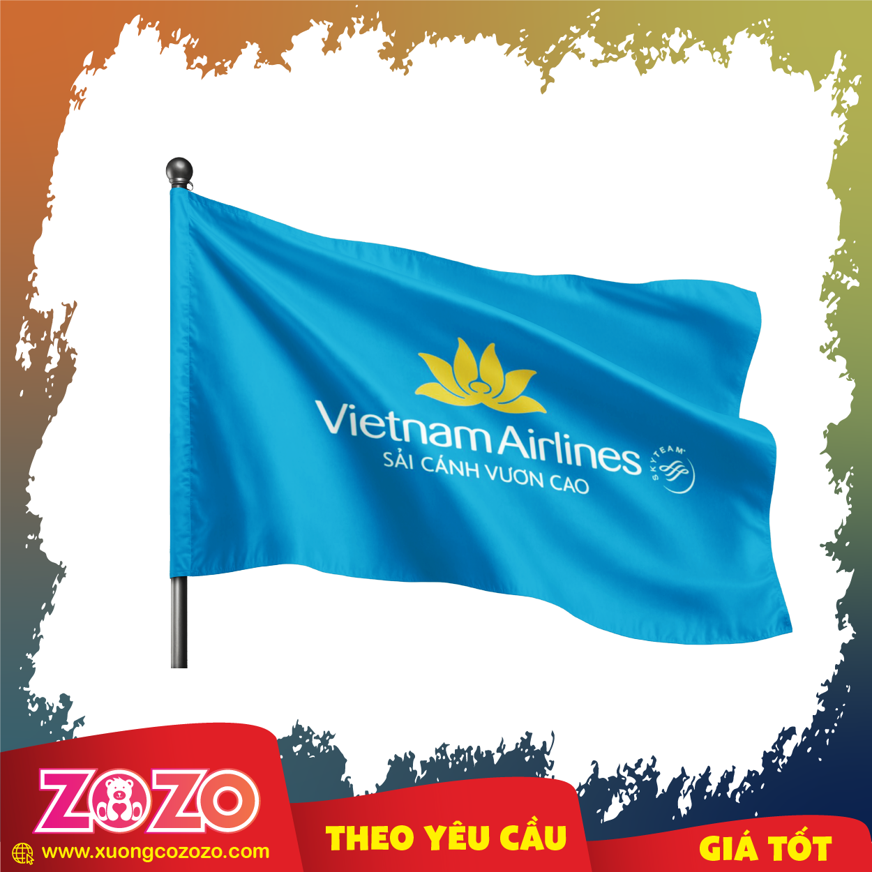 Cờ công ty treo văn phòng may theo yêu cầu 1 Co in logo 04