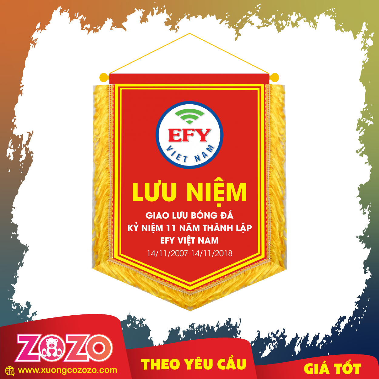 Cờ lưu niệm bóng đá giá rẻ 1 Co luu niem Da Bong