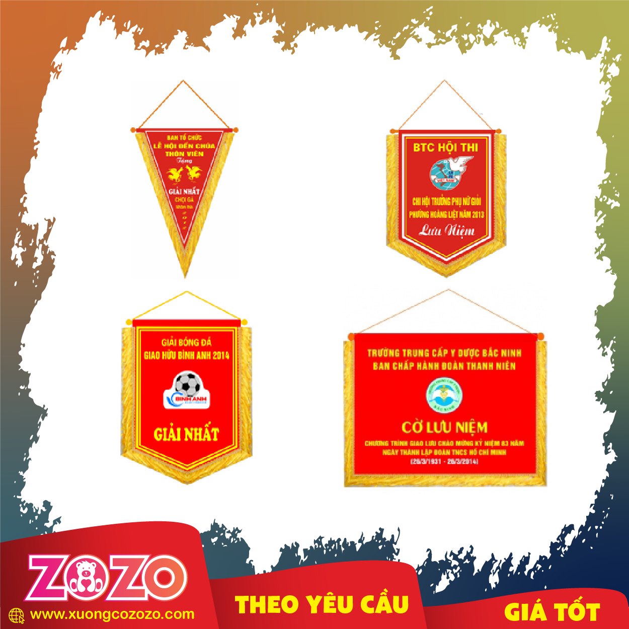 Cờ lưu niệm công ty in logo độc quyền 1 Co luu niem su kien