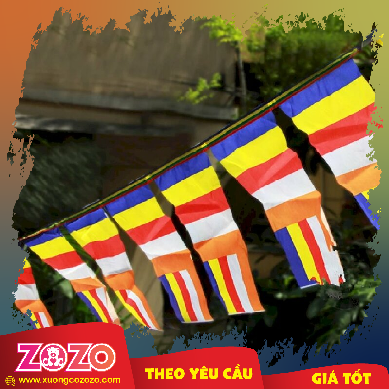 Cờ phật giáo size nhỏ may sẵn 1 Co phat giao 08