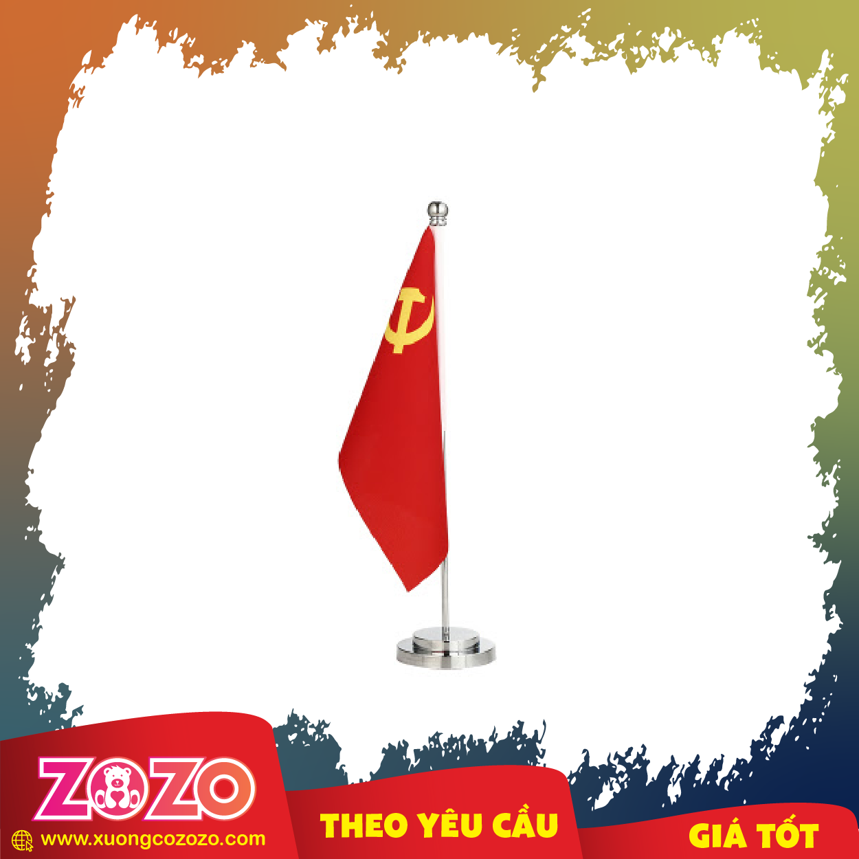 Cờ để bàn 1 lá may sẵn 1 co de ban 01