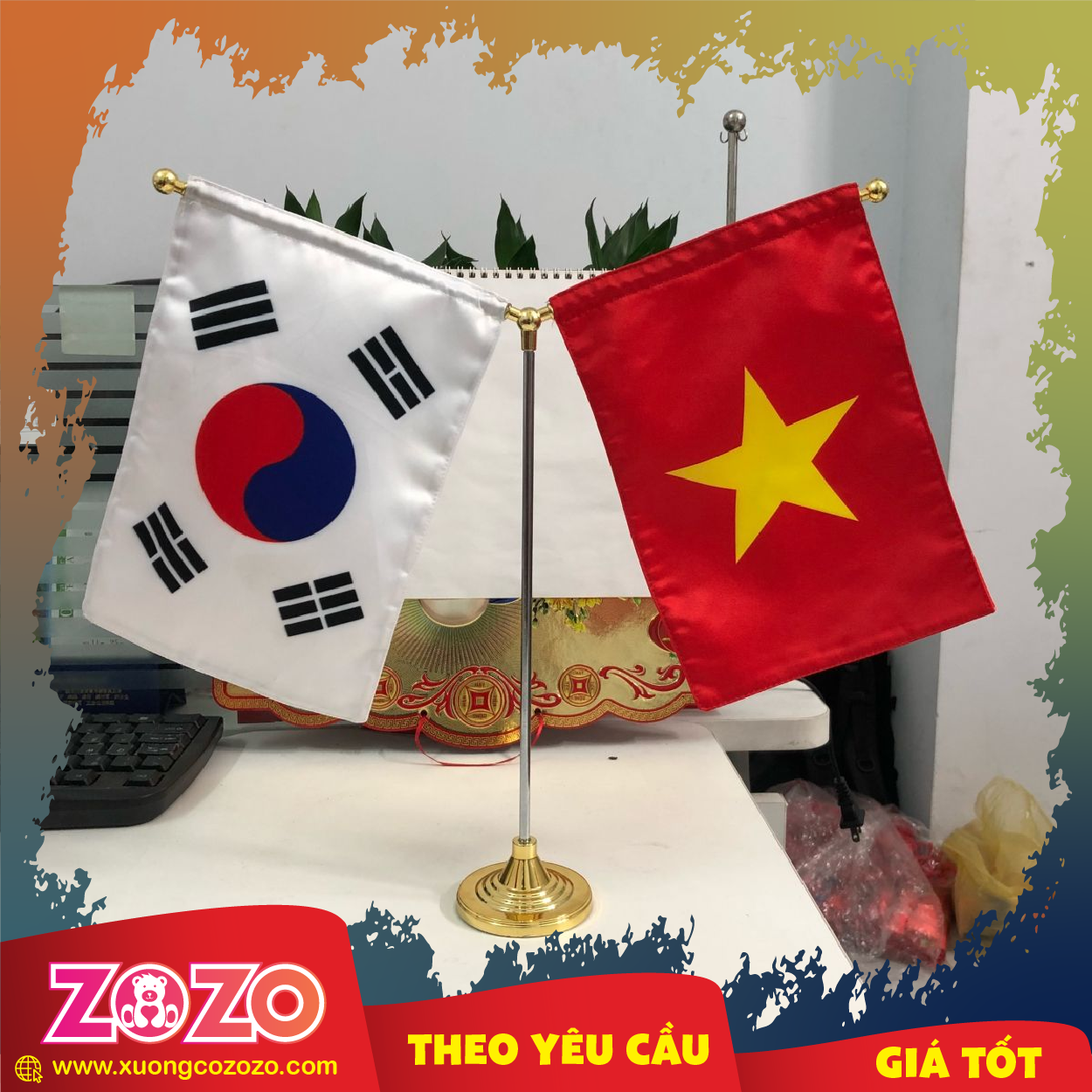 Cờ để bàn 2 lá thiết kế tinh tế 1 co de ban 03