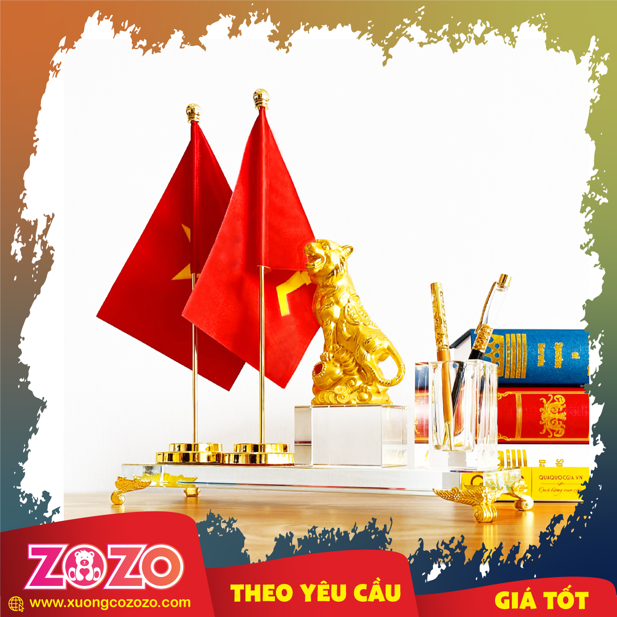 Cờ để bàn Công ty - Việt Nam in logo đẹp 1 co de ban 06