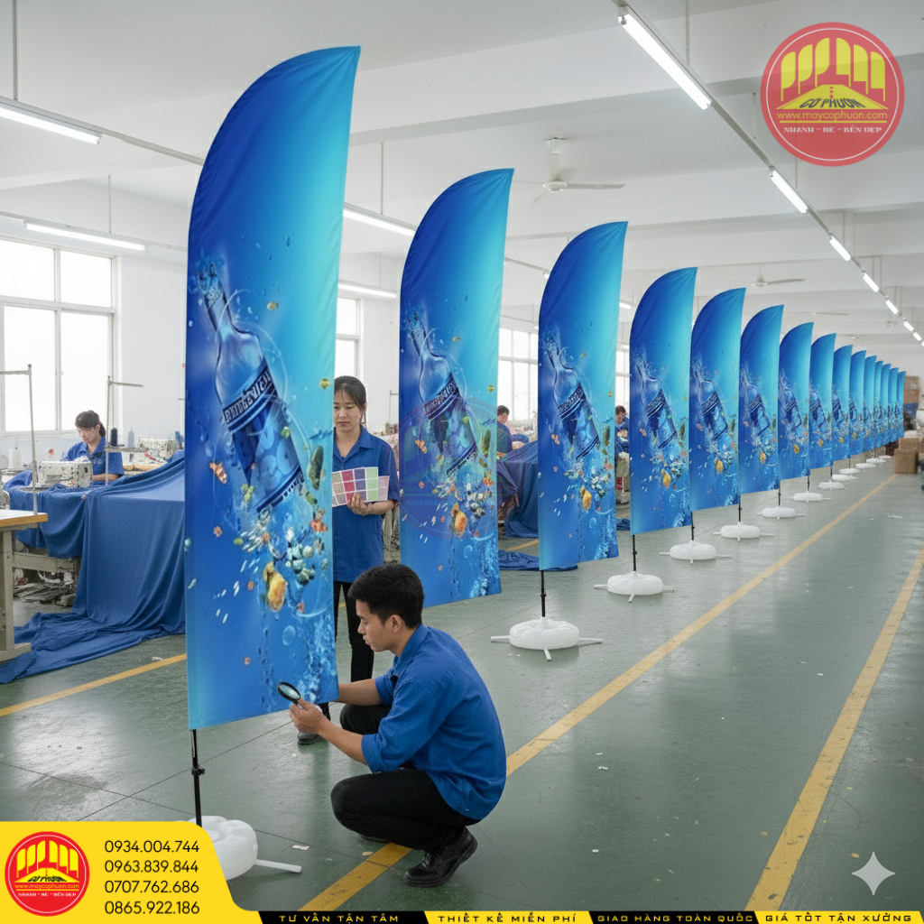 May cờ phướn cánh buồm quảng cáo 2025