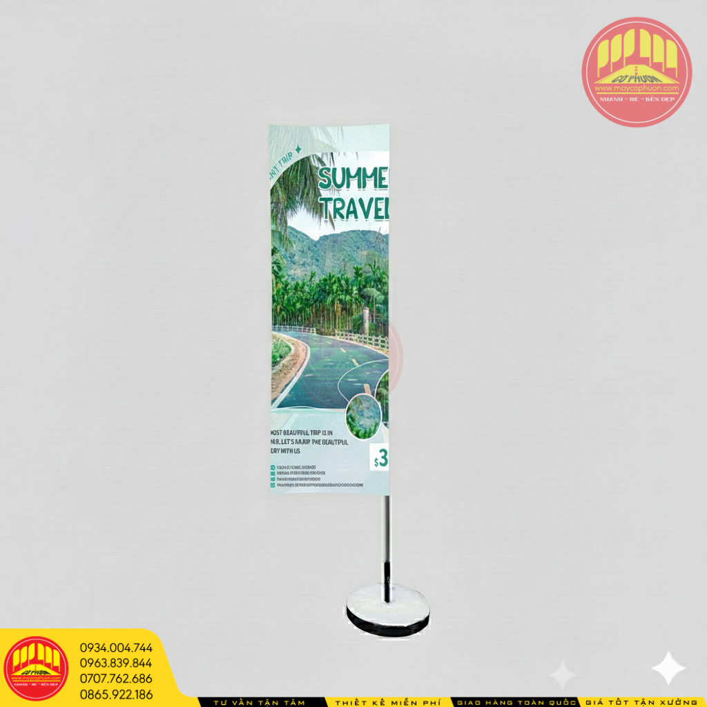 Cờ phướn chữ nhật thân inox đế bê tông 5