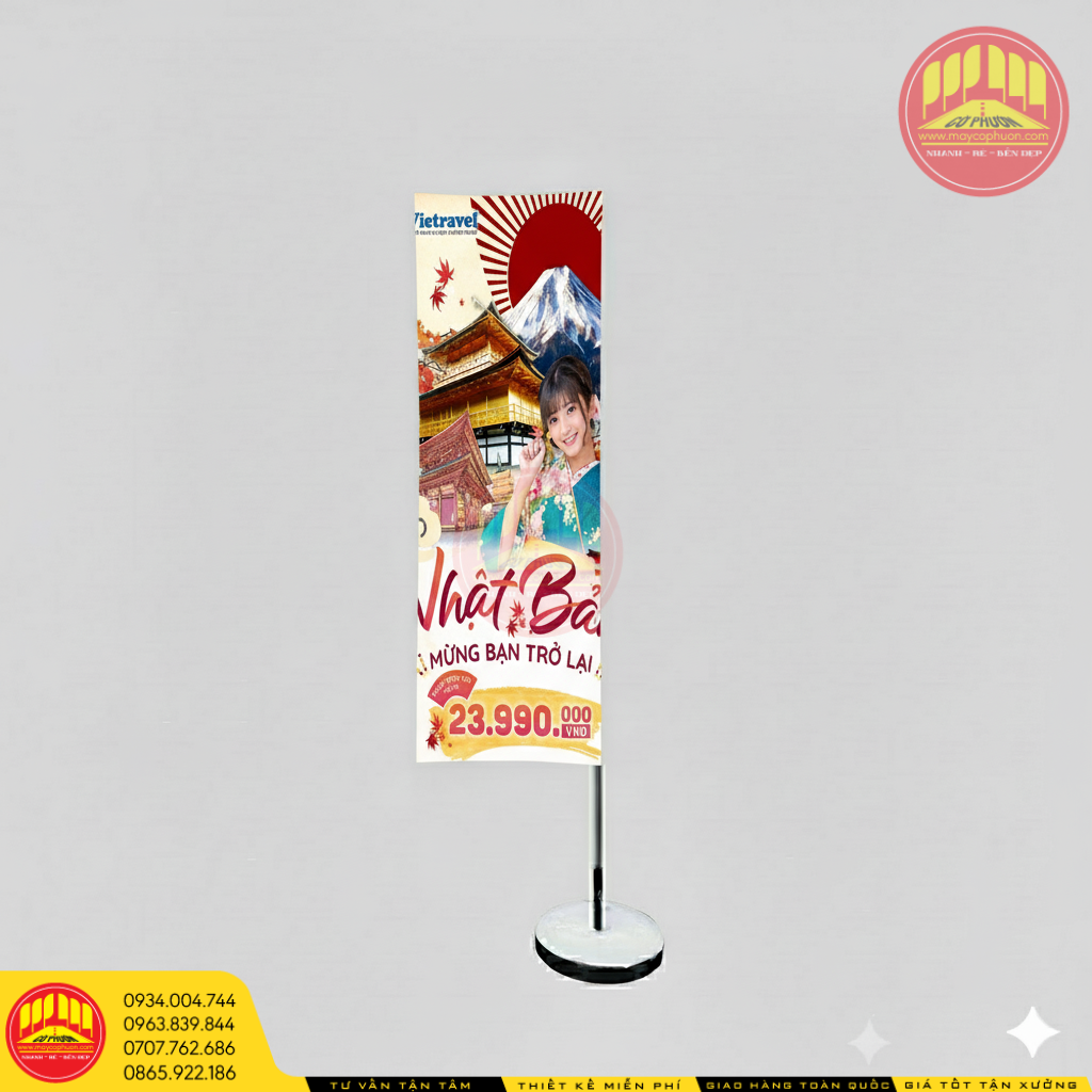 Cờ phướn chữ nhật thân inox đế bê tông 4